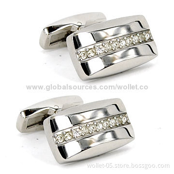 High polished classic style rhinestone cufflinks, best choice for business people
